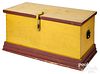 Painted pine blanket chest, late 19th c., yellow