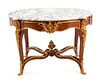 A Louis XV Style Gilt Bronze Mounted Marble-Top Center Table