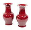 A Pair of Chinese Export Copper Red Glazed Porcelain Vases