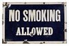 ENAMELED STEEL "NO SMOKING ALLOWED" SIGN