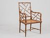 FAUX BAMBOO AND CANE ARM CHAIR
