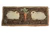 ANTIQUE HOOKED RUG OF RABBITS - 17" x 38"