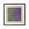 Victor Vasarely Abstract in Purple & Green