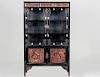 CARVED AND IVORY INLAID CURIO CABINET