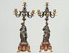 PAIR OF PATINATED AND GILT BRONZE SEVEN LIGHT CANDELABRAS