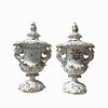 Pair of Herend Hungary Porcelain Twin Handled Urns