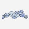 An assorted group of twelve Chinese Export porcelain blue and white tablewares Canton, Nanking, and others, 18th and early 19th century