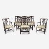 A set of eight George III style carved mahogany dining chairs 19th century