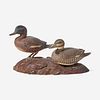 Allen J. King (1878-1963) Carved and painted miniature pair of Masked Ducks, North Scituate, RI, circa 1950