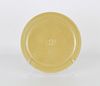 Yellow-Glazed Incised Dish/Plate, Ming Mark