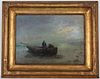 Signed, 19th C. Painting of Fishermen Near Shore