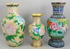 Lot of 3 Asian Cloisonne Vases