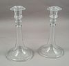 Pair of Baccarat Crystal Candle Sticks
