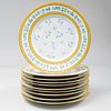 Ten Raynaud Limoges Transfer Printed Porcelain Plates in the 'Morning Glory' Pattern