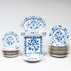 Meissen Porcelain Part Service with Gilt Rim in the 'Blue Onion' Pattern