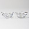 Pair of Cartier Colorless Glass Salt Cellars and a Pair of Silver Spoons
