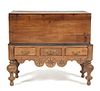 A Mahogany Blanket Chest on Stand Height 38 1/2 x width 42 1/2 x depth 20 3/4 inches.