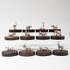 Set of Twelve South Rhodesian Silver Placecard Holders of African Plains Animals