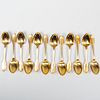 Set of Twelve Christofle Gold Plated Silver Plate Demitasse Spoons