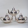 Three Mexican Taxco Silver Teapots