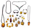 Sterling Silver, Amber and Turquoise Jewelry Assortment