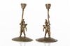 Bronze Allegorical Figure Candlesticks, Pair