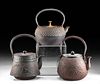 Lot of Three 19th C. Japanese Iron Teapots