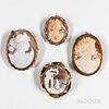 Four Shell Cameo Brooches