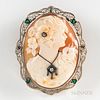 14kt White Gold and Shell Habille Cameo Brooch