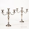 Pair of Sterling Silver Weighted Three-light Convertible Candelabra