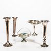 Five Sterling Silver Weighted Vases and Compotes