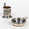 Russian .84 Silver Glass Holder and a John Edwards Reproduction Sterling Silver Porringer