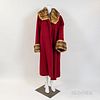 Full-length Red Cashmere Coat with Pale Mink Lining