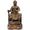 Chinese Seated Emperor Buddha Wooden Statue