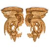 (2 Pc) French Antique Giltwood Phoenix Wall Brackets