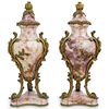 French Marble and Bronze Cassolettes Urns