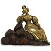 Antique French Bronze and Wood Sculpture