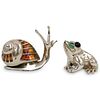Miniature "925" Silver Enameled Snail & Frog