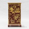 Contemporary Asian Red- and Gold-painted Miniature Cabinet