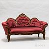 Victorian Rococo Revival Upholstered Walnut Sofa