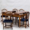 Federal-style Inlaid Mahogany Dining Table and Eight Chairs