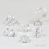 Six Steuben and Lalique Figural Paperweights