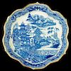A CAUGHLEY TEAPOT STAND, C1782-92  transfer printed in underglaze blue with the Pagoda pattern, 14cm