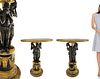 A PAIR OF 19TH C. FIGURAL BRONZE & MARBLE SIDE TABLES