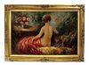 An Oil on Canvas Semi-nude lady Signed Painting