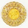 GOLD COIN.  SOVEREIGN 1912 MOUNTED IN GOLD BRIDGE PENDANT, MARKED 9K, 20.3G