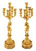 A PAIR OF GILT BRONZE ORMOLU FIVE-LIGHT CANDELABRAS, POSSIBLY FRENCH, EARLY 20TH CENTURY  