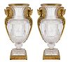 A PAIR OF MONUMENTAL ORMOLU AND CUT CRYSTAL VASES, BACCARAT, 20TH CENTURY 