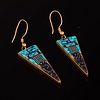 A Pair of Carl and Irene Clark Gold Earrings with Micro-Mosaic Inlay