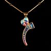 A Carl & Irene Clark Gold Dragonfly Pendant with Micro-Mosaic Inlay & Chain